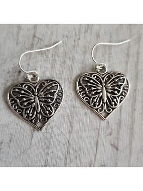 Butterfly Heart Earrings Allergy Friendly post 925S Sterling